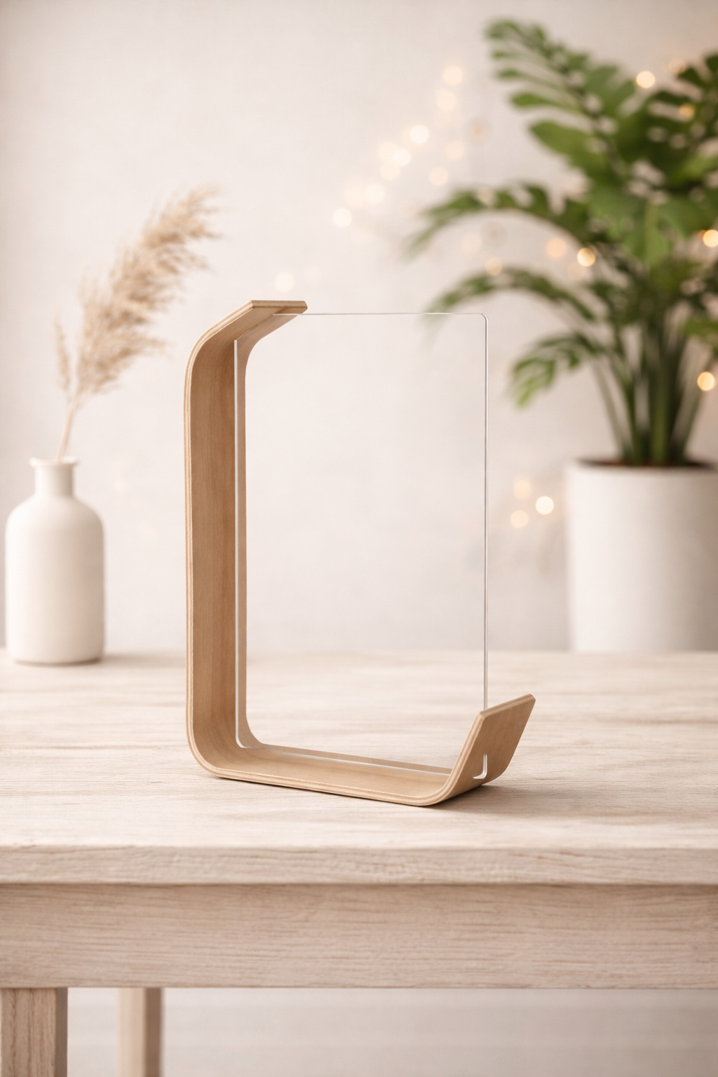 Premium Acrylic & Wood L-Shape Picture Frame | 7" Double-Sided Display | Modern Desk Decor | Seamless Minimalist Design