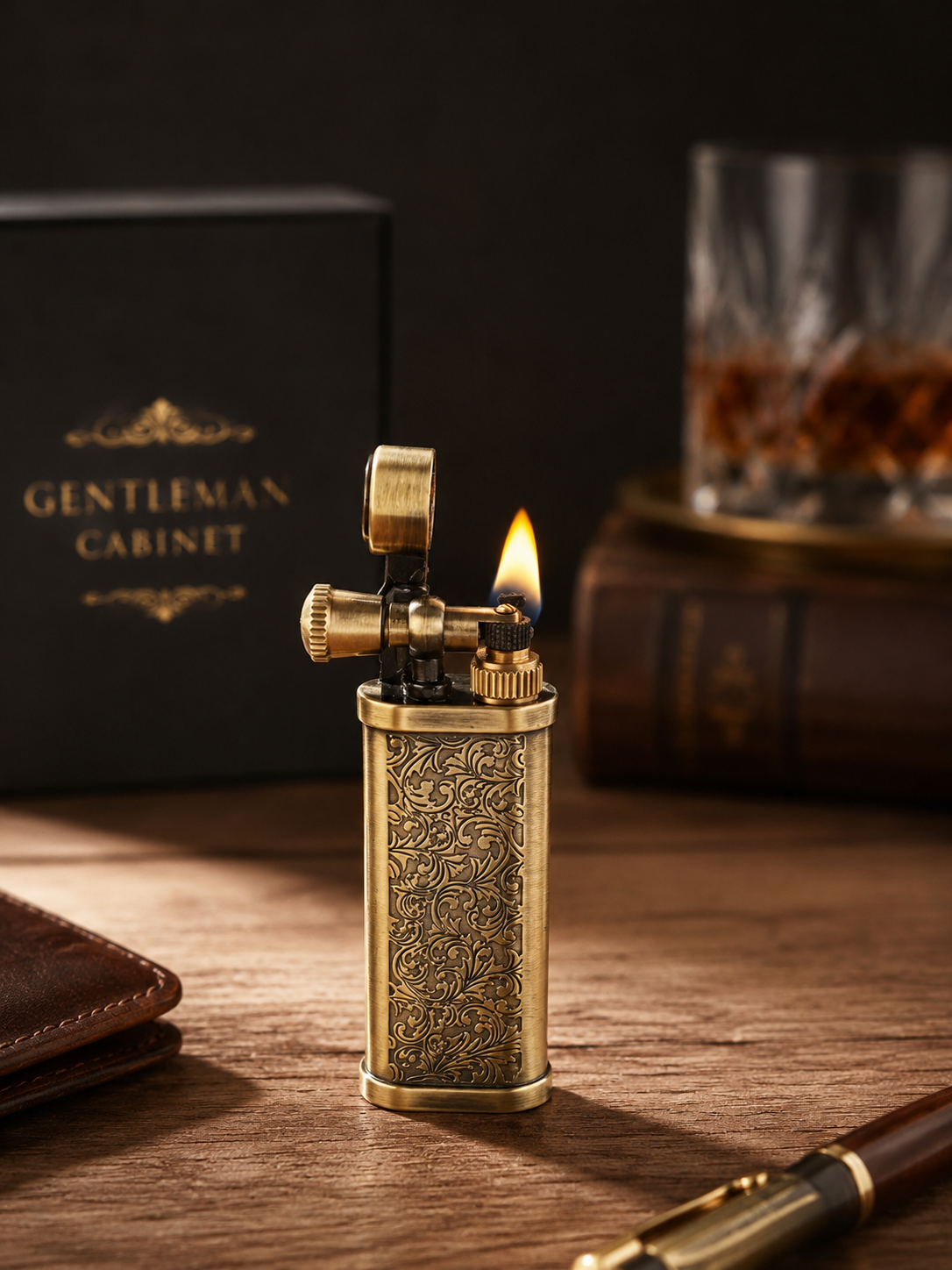 Retro Lift Arm Lighter, Vintage Style Kerosene Lighter, The Gentleman Cabinet, Steampunk Gift for Men, Groomsman & Father’s Day Gift