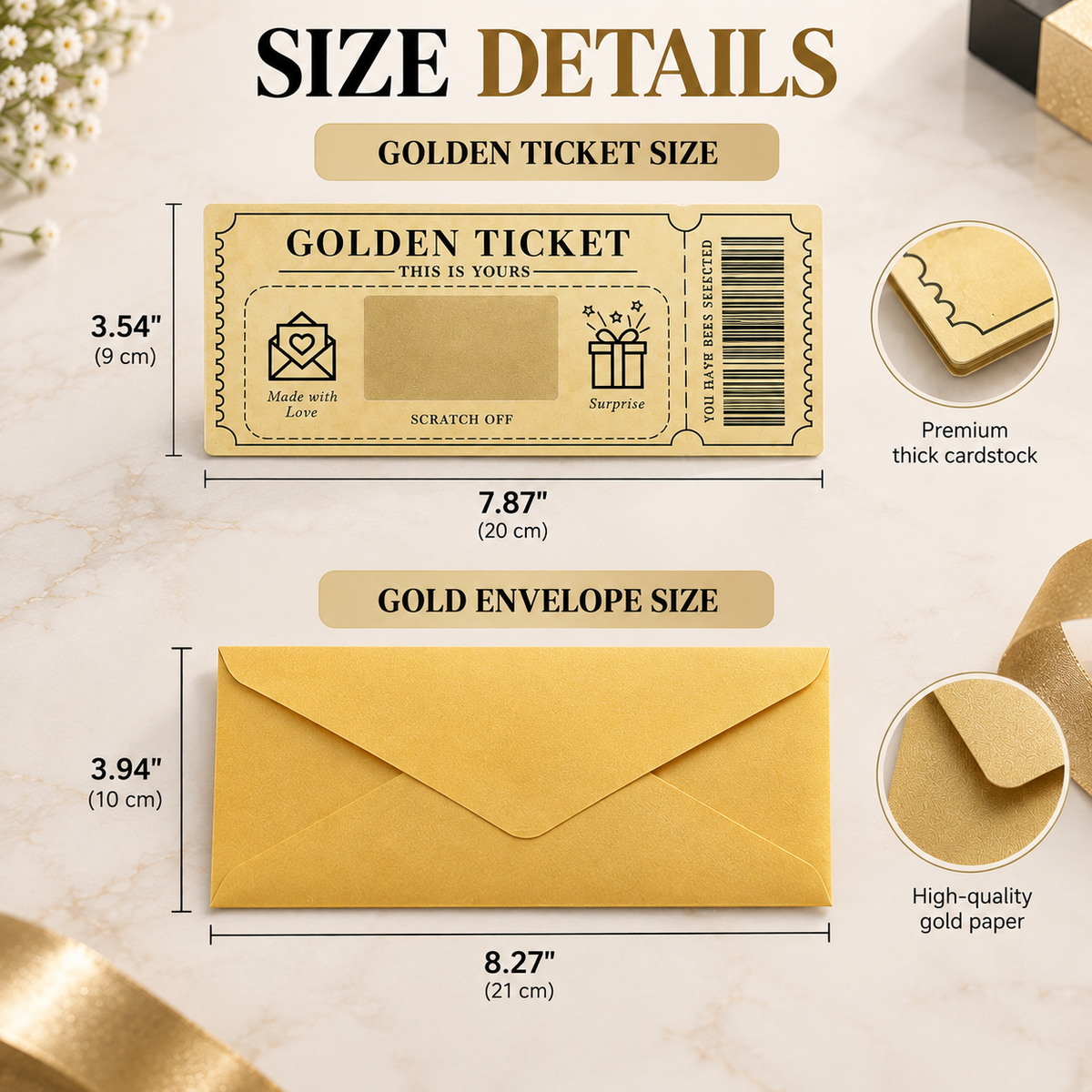 Golden Ticket Scratch-Off Surprise Cards – Secret Message Gift