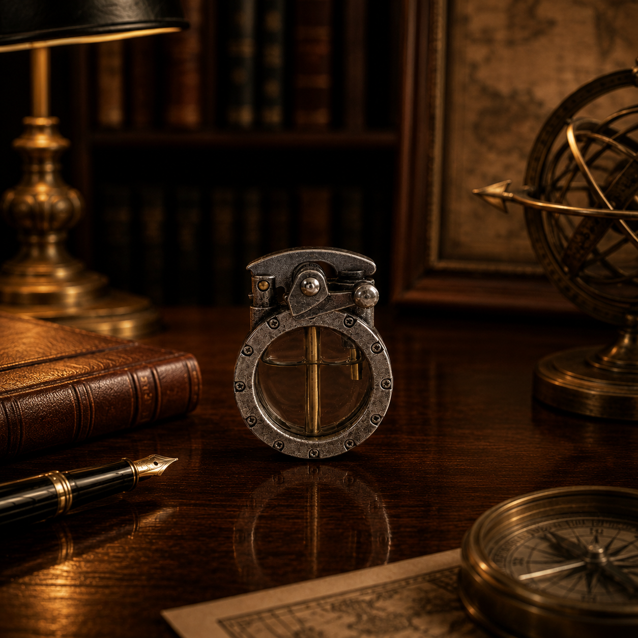 The Chronos Mechanical Lighter | The Gentleman's Cabinet- Vintage Steampunk Lighter - Transparent Fuel Tank - Heavy Duty Retro Ignition -Unique Kerosene Lighter