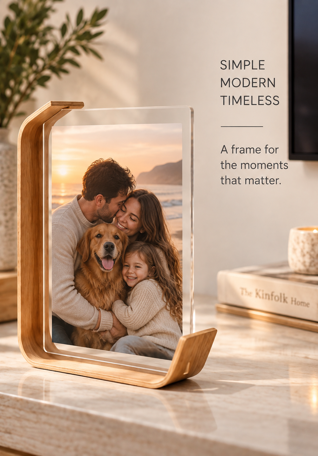 Acrylic & Wood L-Shape Picture Frame – Double-Sided Display