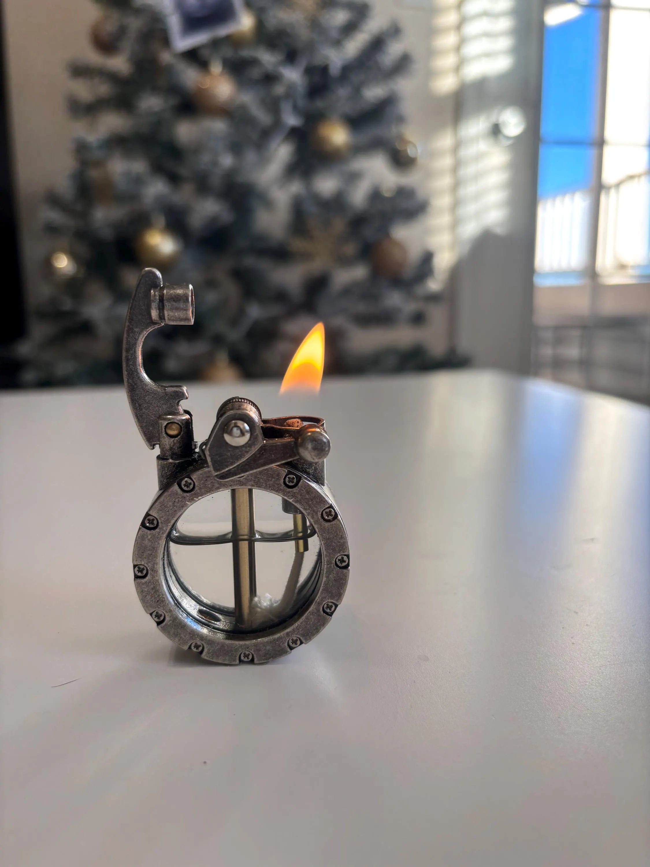 Vintage Steampunk Lighter - Transparent Fuel Tank - Heavy Duty Retro Ignition -Unique Kerosene Lighter