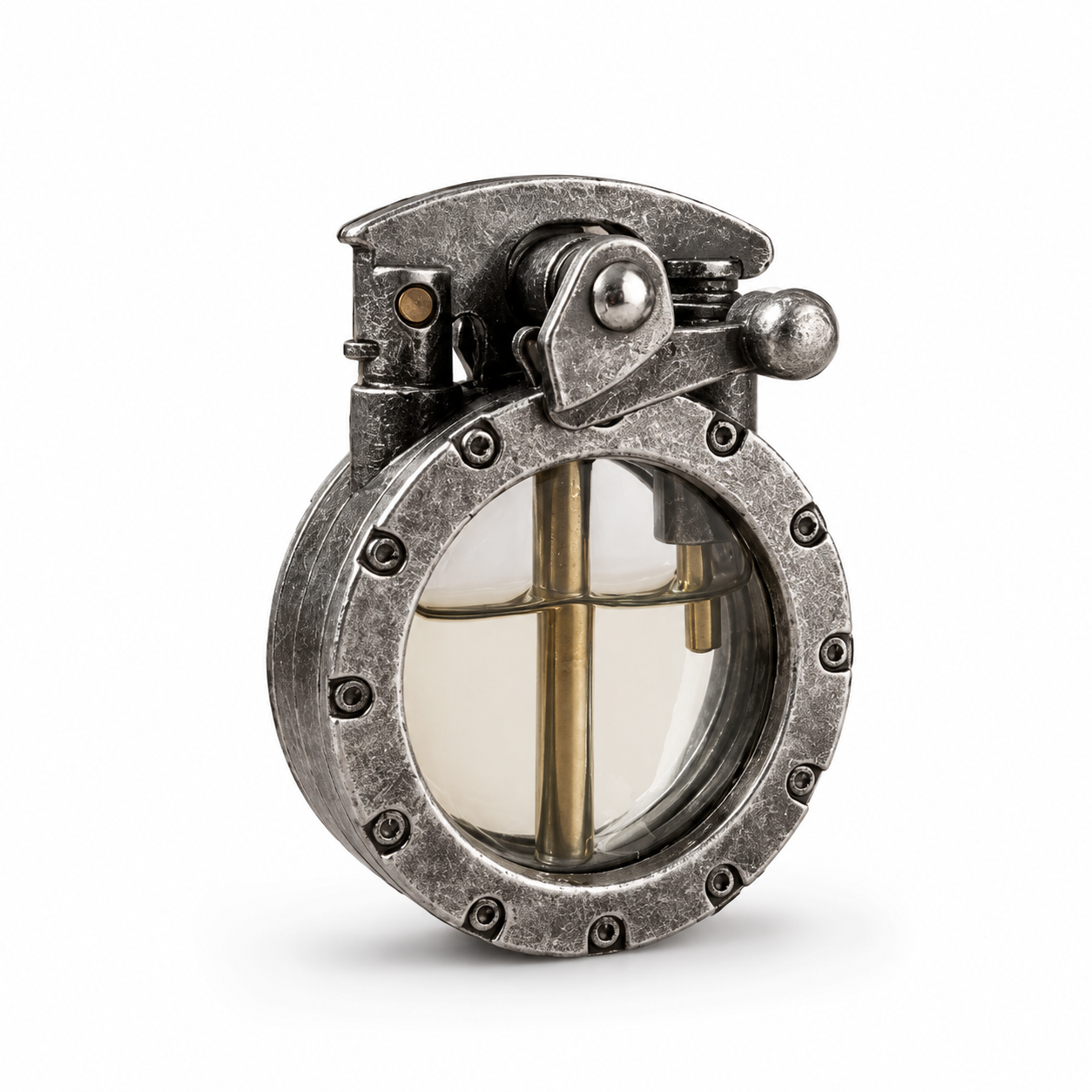 The Chronos Mechanical Lighter | The Gentleman's Cabinet- Vintage Steampunk Lighter - Transparent Fuel Tank - Heavy Duty Retro Ignition -Unique Kerosene Lighter