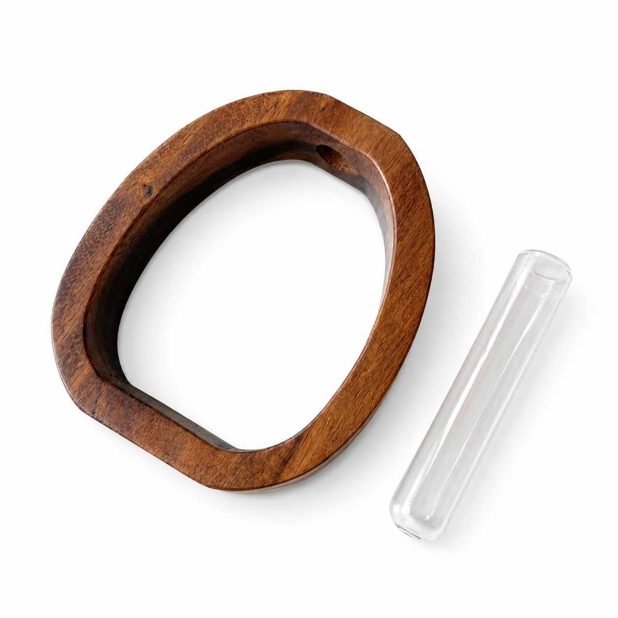 Premium Walnut Wood Tube Vase | Mid-Century Modern Desk Decor | Minimalist Decorative Display