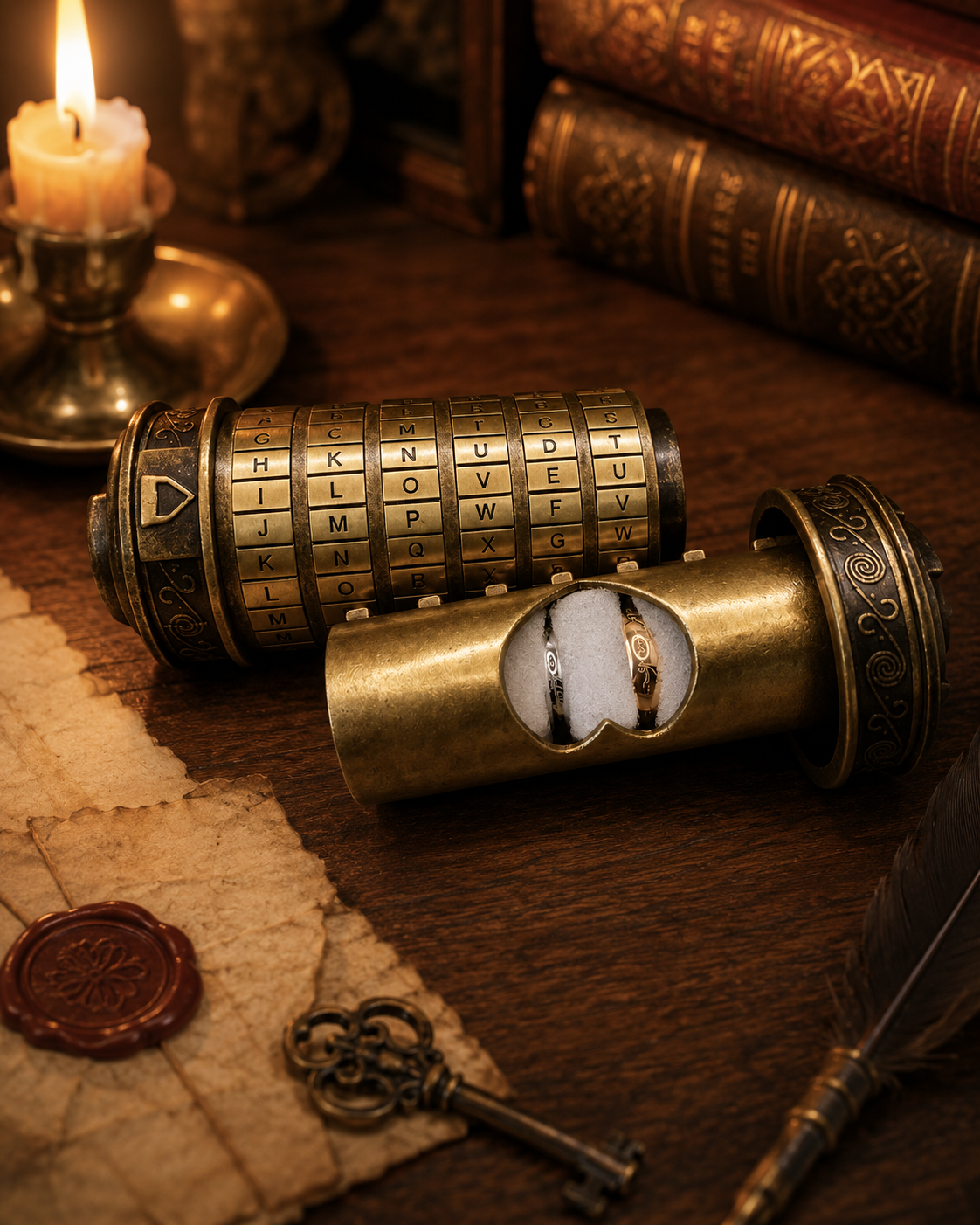 Da Vinci Code Cryptex Puzzle Box | Secret Lock Keepsake | Romantic Mystery Gift Box | Hidden Compartment for Jewelry