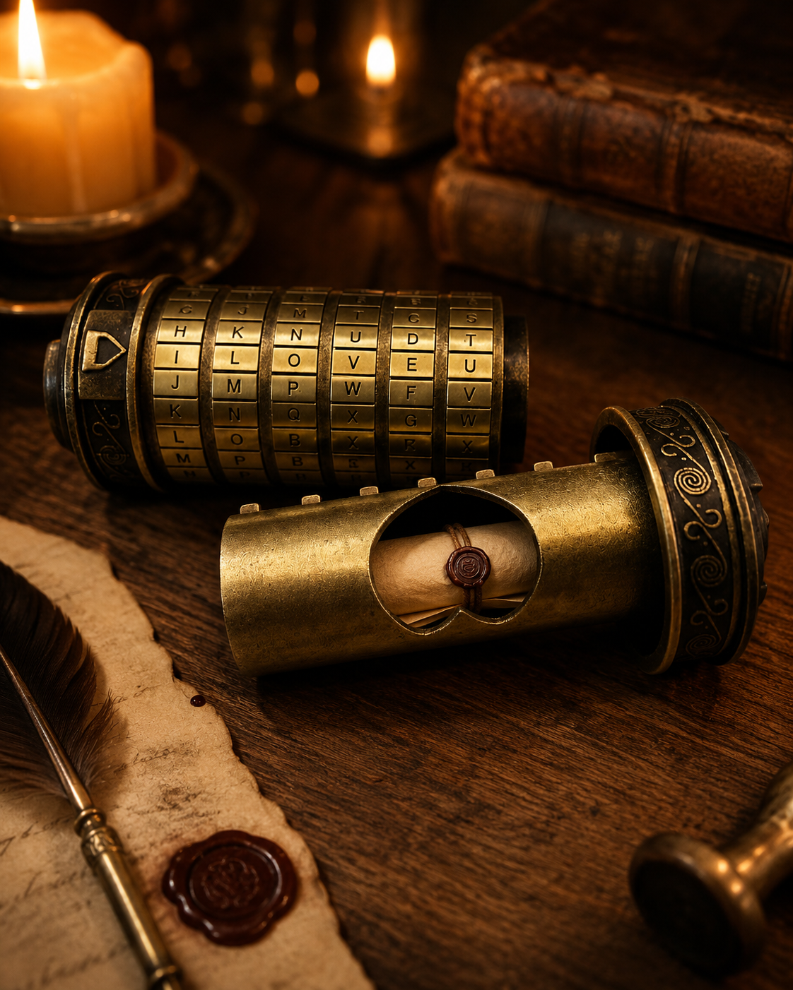 Da Vinci Code Cryptex Puzzle Box | Secret Lock Keepsake | Romantic Mystery Gift Box | Hidden Compartment for Jewelry