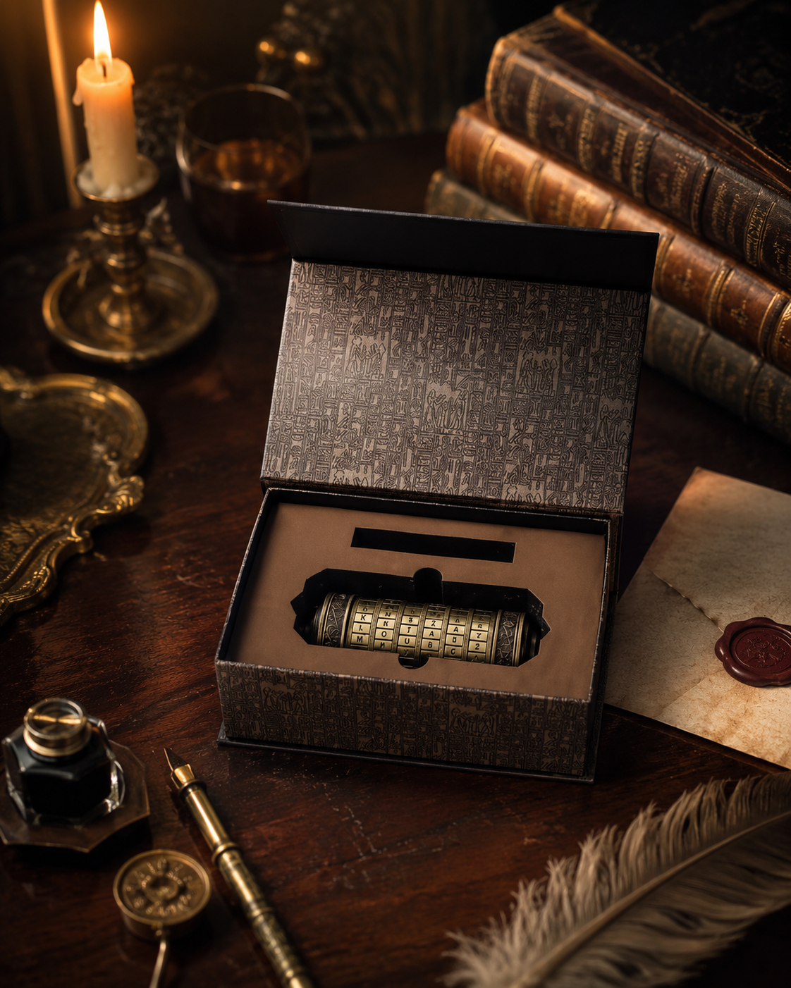 Da Vinci Code Cryptex Puzzle Box | Secret Lock Keepsake | Romantic Mystery Gift Box | Hidden Compartment for Jewelry