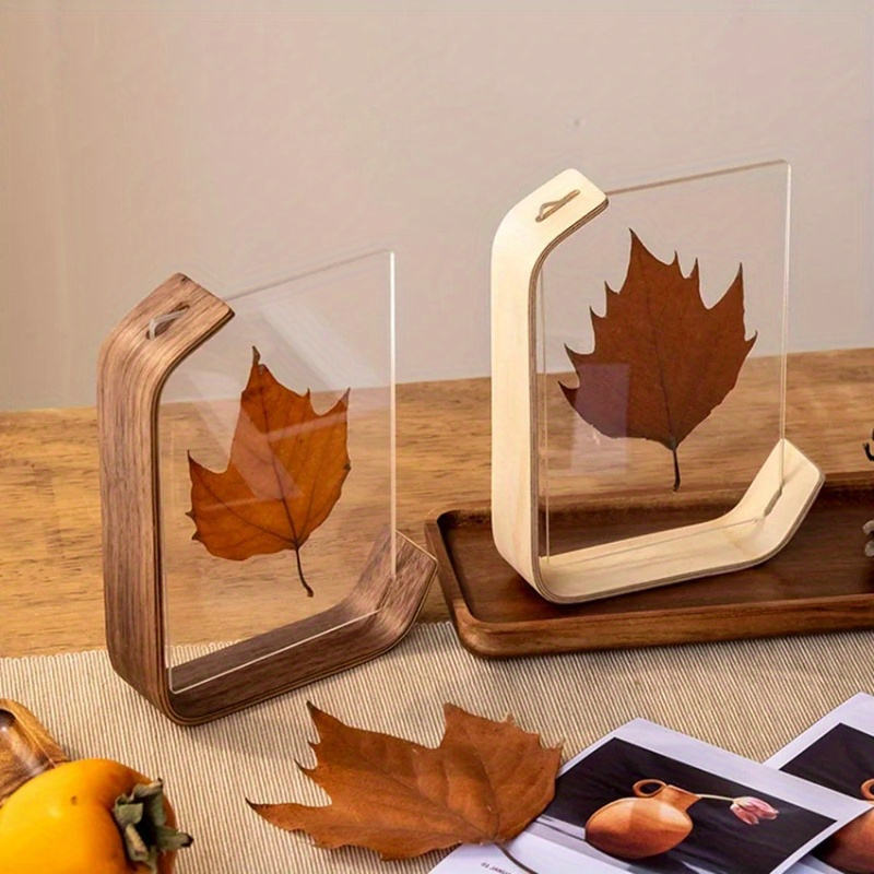 Premium Acrylic & Wood L-Shape Picture Frame | 7" Double-Sided Display | Modern Desk Decor | Seamless Minimalist Design