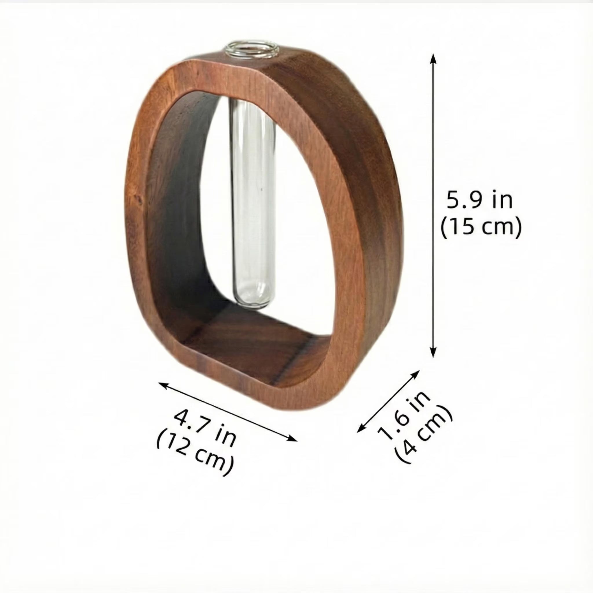 Premium Walnut Wood Tube Vase | Mid-Century Modern Desk Decor | Minimalist Decorative Display